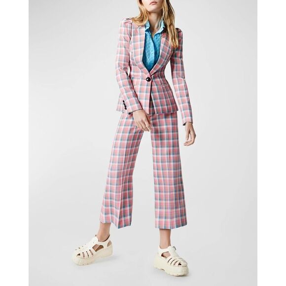 Smythe box pleat blazer begonia check US10 - Picture 2 of 9
